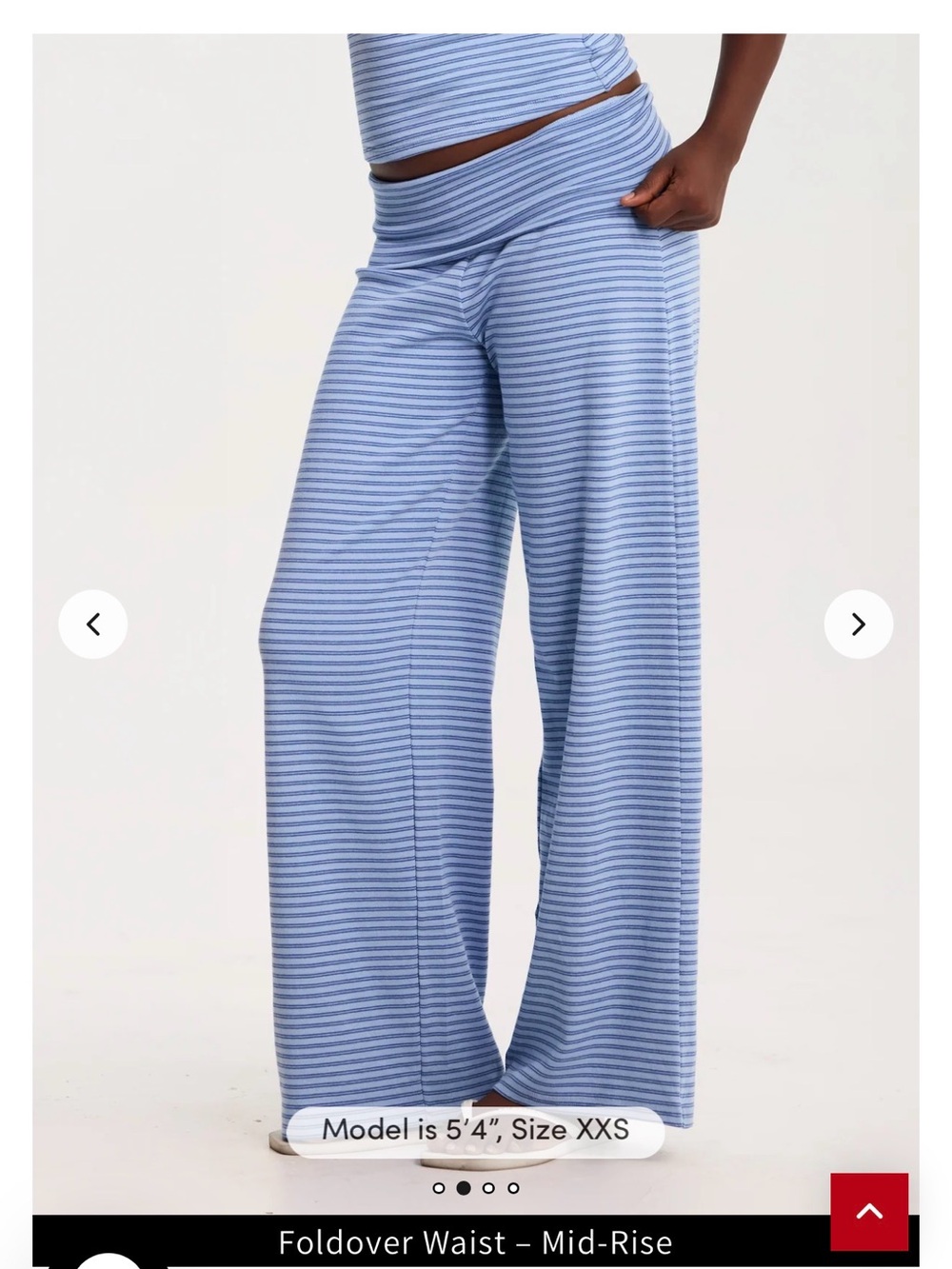 Klassy Network Blue & White Striped Wide-Leg Foldover Pants
